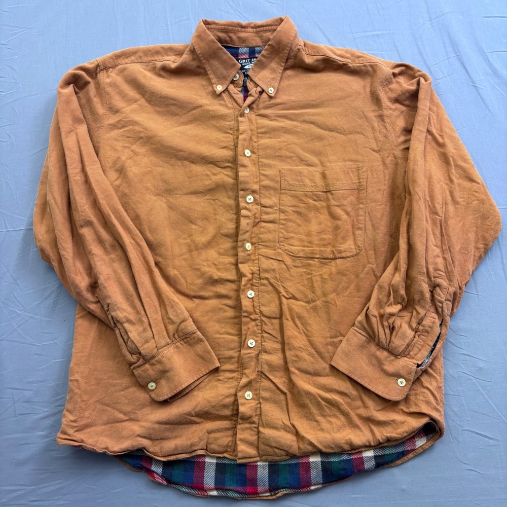 Grit Iron Workwear Mens XL Flannel Lined Cotton‎ Twill Shirt Orange Winnie Pooh